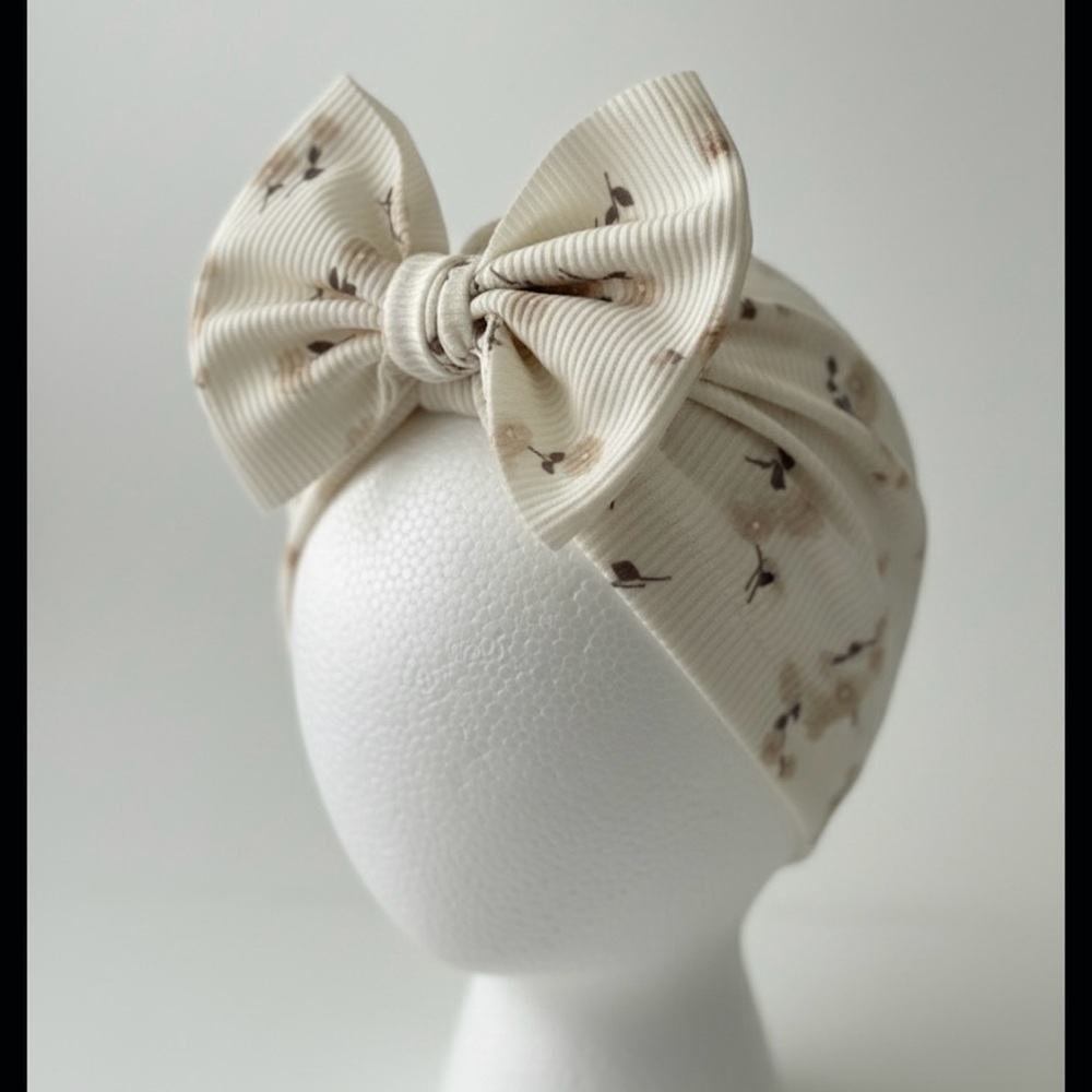 Cream Floral Bow Headband